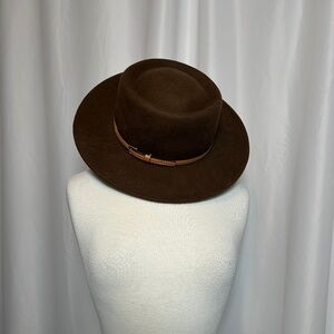 NWT WOMENS CHICO'S BROWN WOOL FEDORA HAT